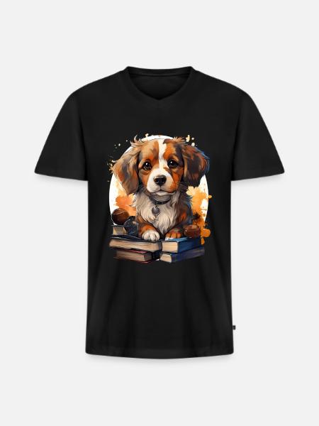 Beagle - Men's Premium Organic T-shirt with V-neck - black