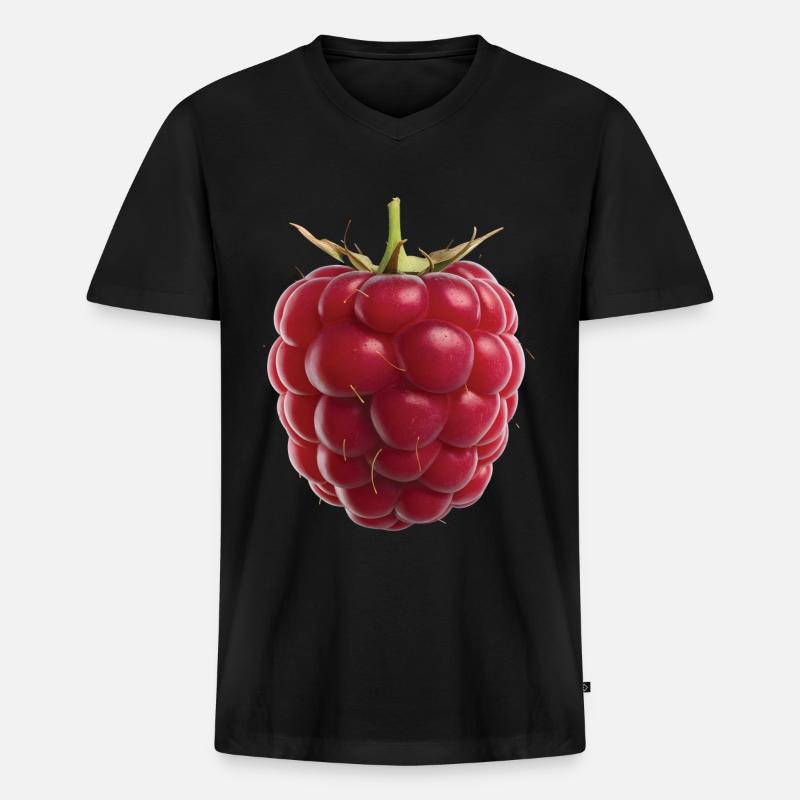 Himbeere Frucht Geschenk - Männer Premium Bio T-Shirt mit V-Ausschnitt - Schwarz