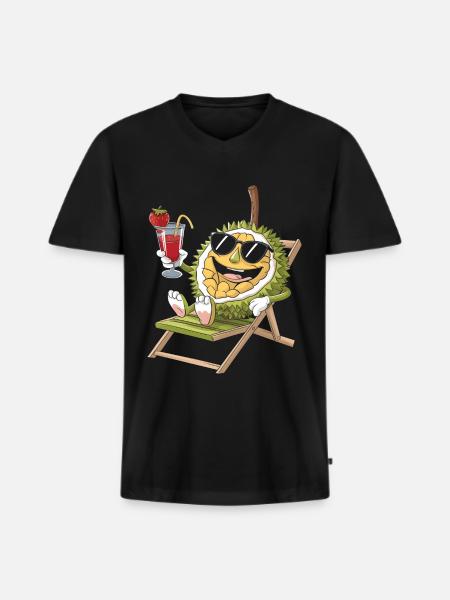 Durian - Männer Premium Bio T-Shirt mit V-Ausschnitt - Schwarz