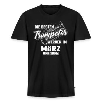 Trompeter Geburtstag März - Männer Premium Bio T-Shirt mit V-Ausschnitt - Schwarz - Vorne - Nico (187cm)