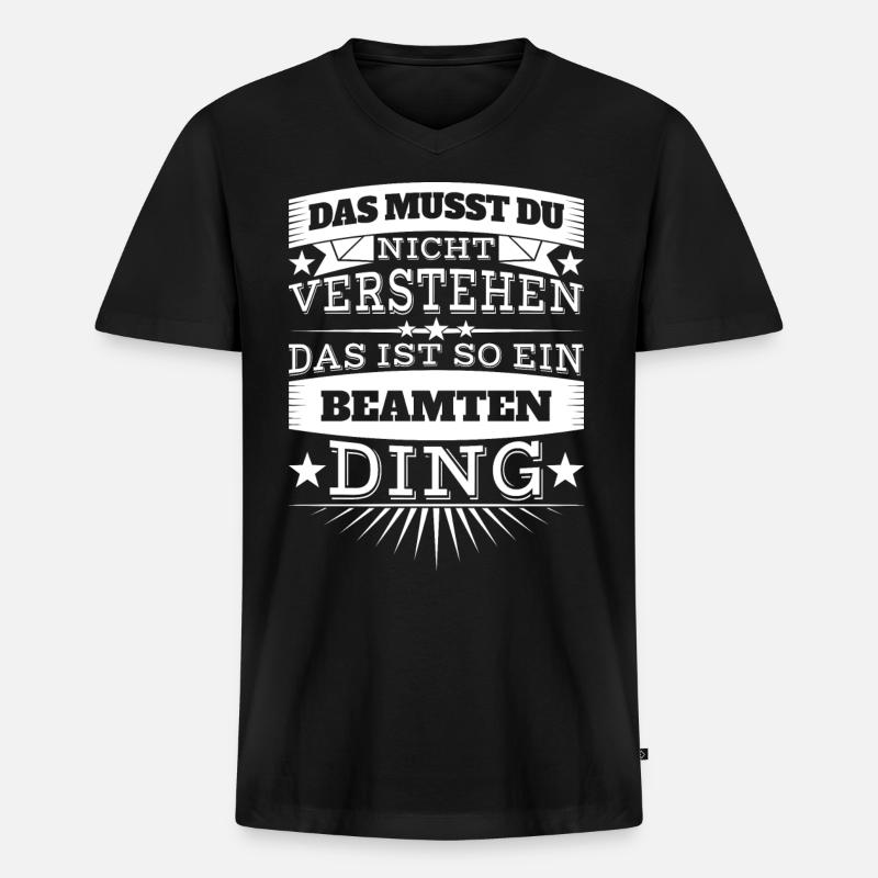 Beamter - Männer Premium Bio T-Shirt mit V-Ausschnitt - Schwarz