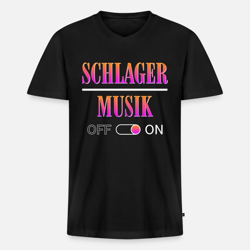 Schlagermusik On - Männer Premium Bio T-Shirt mit V-Ausschnitt - Schwarz