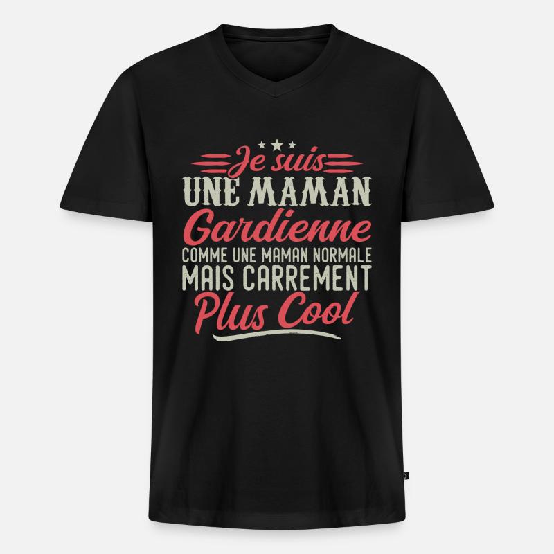Ich bin Babysitter-Mama, ausgesprochen cool - Männer Premium Bio T-Shirt mit V-Ausschnitt - Schwarz