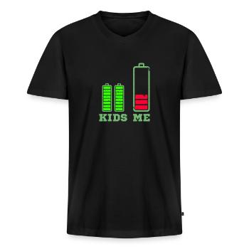 Babysitter Tshirt Kinder voller Energie Akku leer - Männer Premium Bio T-Shirt mit V-Ausschnitt - Schwarz - Vorne - Nico (187cm)