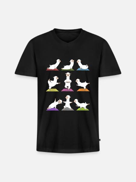 Yoga alpaca - Men's Premium Organic T-shirt with V-neck - black