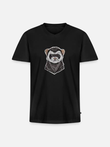 putois - T-shirt encolure en V Premium bio Homme - noir