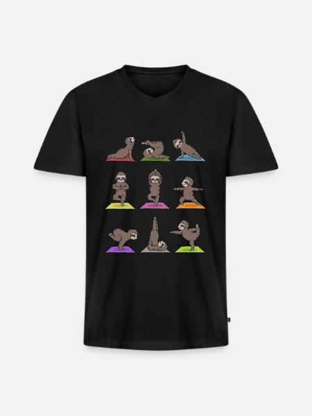 Sloth Yoga - Men's Premium Organic T-shirt with V-neck - black