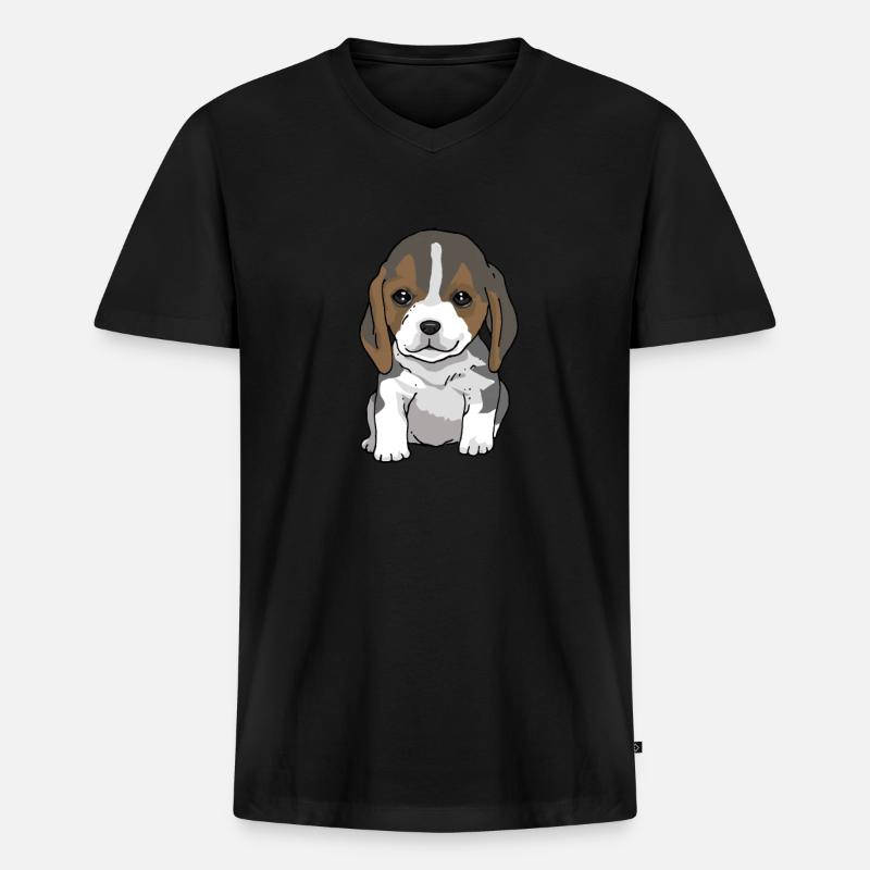 Beagle - Männer Premium Bio T-Shirt mit V-Ausschnitt - Schwarz