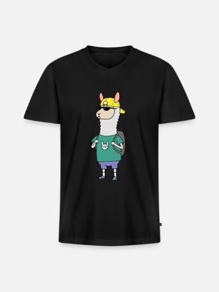 Alpaca Cool - Men's Premium Organic T-shirt with V-neck - black