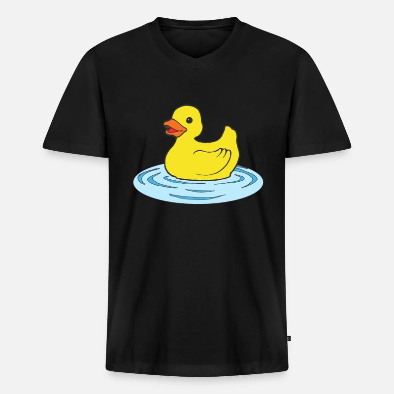 Badeente - Männer Premium Bio T-Shirt mit V-Ausschnitt - Schwarz