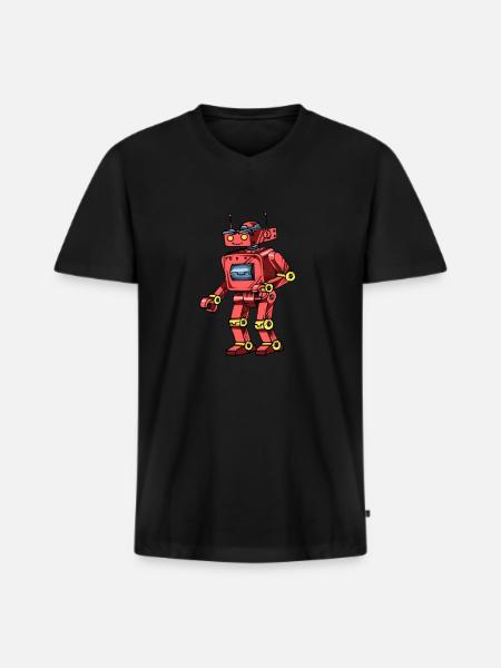 Robot - Men's Premium Organic T-shirt with V-neck - black