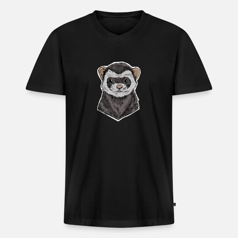 Frettchen - Männer Premium Bio T-Shirt mit V-Ausschnitt - Schwarz