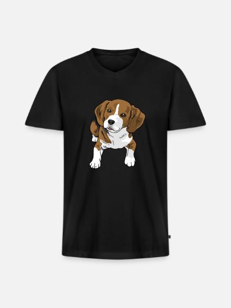 Beagle - Männer Premium Bio T-Shirt mit V-Ausschnitt - Schwarz