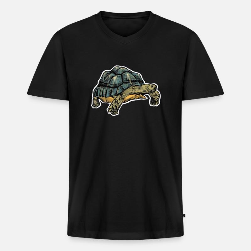 Schildkröte - Männer Premium Bio T-Shirt mit V-Ausschnitt - Schwarz