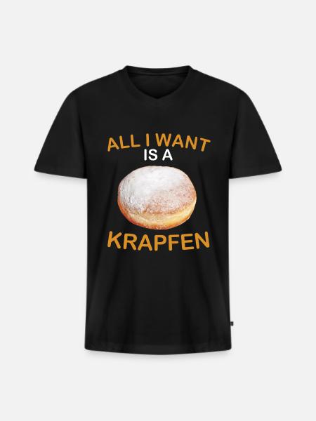 Krapfen Fan - Männer Premium Bio T-Shirt mit V-Ausschnitt - Schwarz
