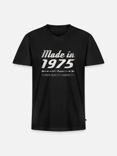 Made In 1975 Geburtstag Geschenk 47 Jahre Retro - Männer Premium Bio T-Shirt mit V-Ausschnitt - Schwarz