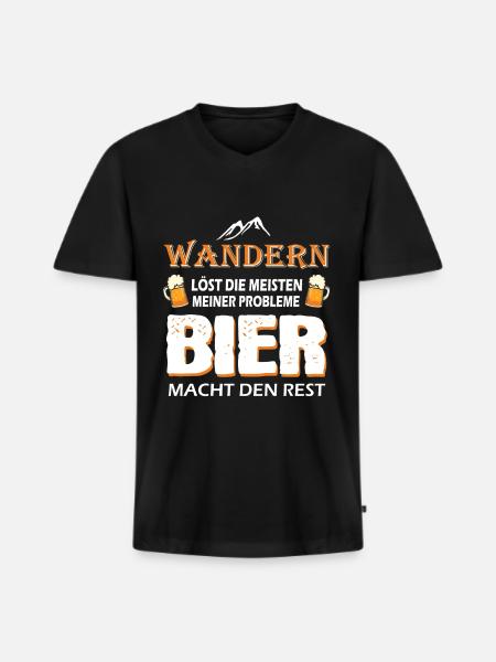 Wandern Bergwandern Wanderer - Männer Premium Bio T-Shirt mit V-Ausschnitt - Schwarz