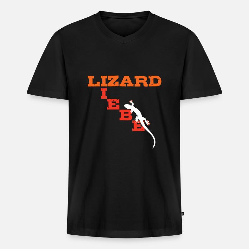 Lizard Liebe - Männer Premium Bio T-Shirt mit V-Ausschnitt - Schwarz