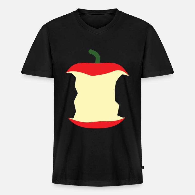 Bitten apple Bitten fruit - Men's Premium Organic T-shirt with V-neck - black
