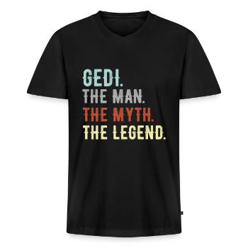 Gedi Firmgedi Taufgedi Ged Firmged Geschenkidee - Männer Premium Bio T-Shirt mit V-Ausschnitt - Schwarz - Vorne - Nico (187cm)