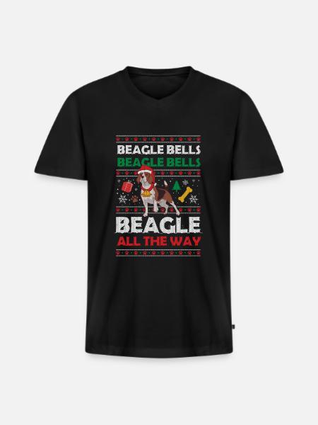 Beagle Bells - Männer Premium Bio T-Shirt mit V-Ausschnitt - Schwarz