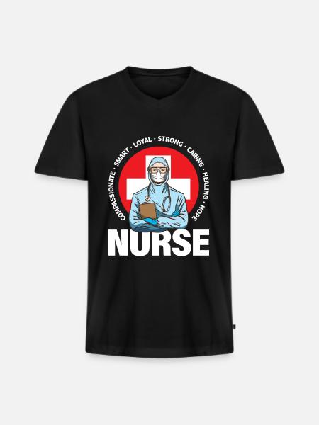 Sjuksköterska Sjukhus Sjuksköterska Gift - Ekologisk premium-T-shirt med V-ringning herr - svart