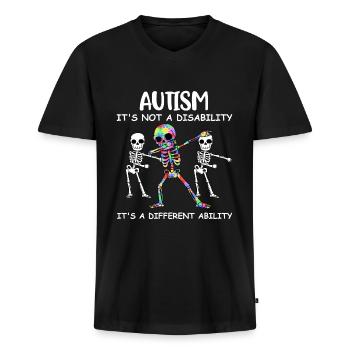 Autism Its Not A Disability Autism Gift - Men's Premium Organic T-shirt with V-neck - black - Front - Nico (187cm)