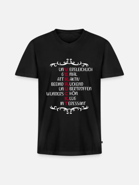 Verrückt - Männer Premium Bio T-Shirt mit V-Ausschnitt - Schwarz