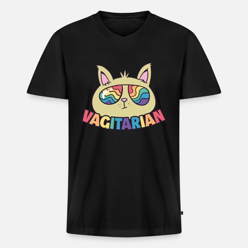 Vagitarian Lesbisch Geschenk - Männer Premium Bio T-Shirt mit V-Ausschnitt - Schwarz