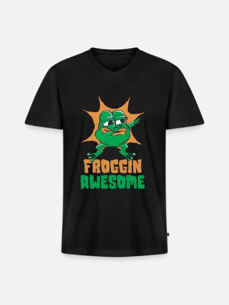 Dabbing Frog Frog Cadeau - T-shirt encolure en V Premium bio Homme - noir