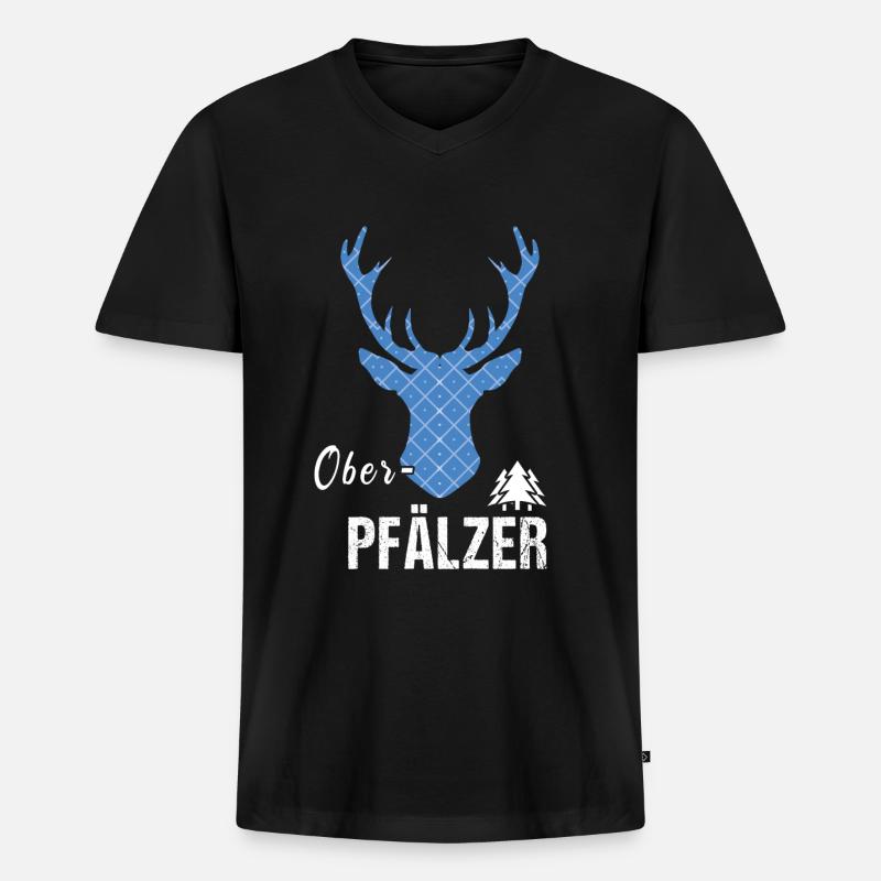 Oberpfälzer Hirsch - Männer Premium Bio T-Shirt mit V-Ausschnitt - Schwarz