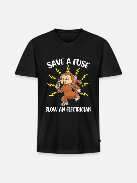 Save A Fuse Elektriker Geschenk - Männer Premium Bio T-Shirt mit V-Ausschnitt - Schwarz
