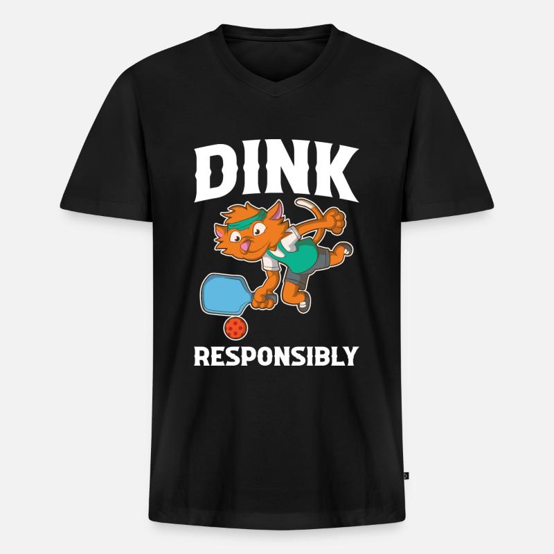 Dink Responsibly Pickleball Pickleball Geschenk - Männer Premium Bio T-Shirt mit V-Ausschnitt - Schwarz