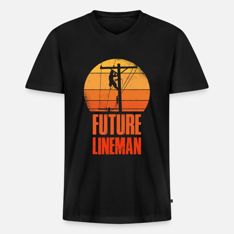 Future Lineman Elektiker Geschenk - Männer Premium Bio T-Shirt mit V-Ausschnitt - Schwarz
