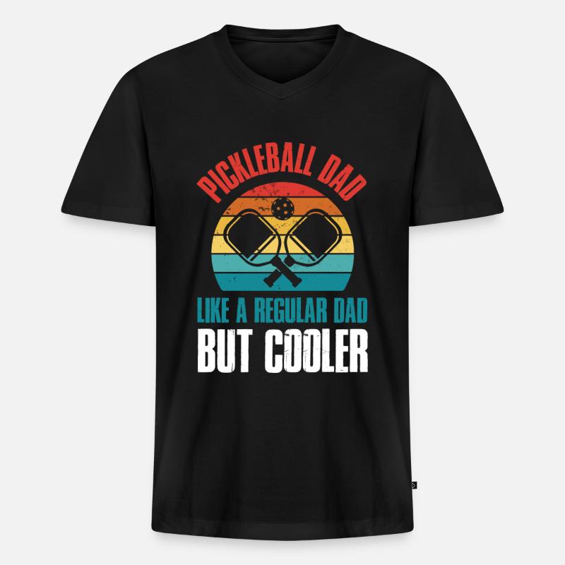 Pickleball Dad Pickleball Geschenk - Männer Premium Bio T-Shirt mit V-Ausschnitt - Schwarz