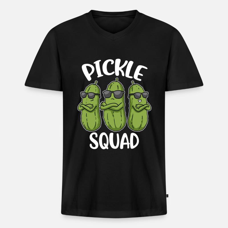 Pickle Squad Gurke Geschenk - Männer Premium Bio T-Shirt mit V-Ausschnitt - Schwarz