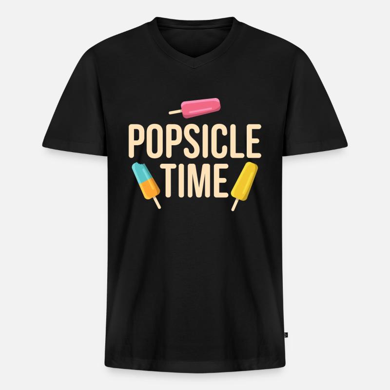 Popsicle Time Eis Geschenk - Männer Premium Bio T-Shirt mit V-Ausschnitt - Schwarz