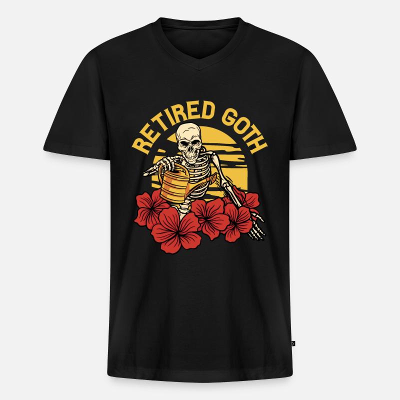 Retired Goth Gotisch Geschenk - Männer Premium Bio T-Shirt mit V-Ausschnitt - Schwarz