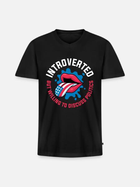 Introverted Politics Introverted Gift - Men's Premium Organic T-shirt with V-neck - black