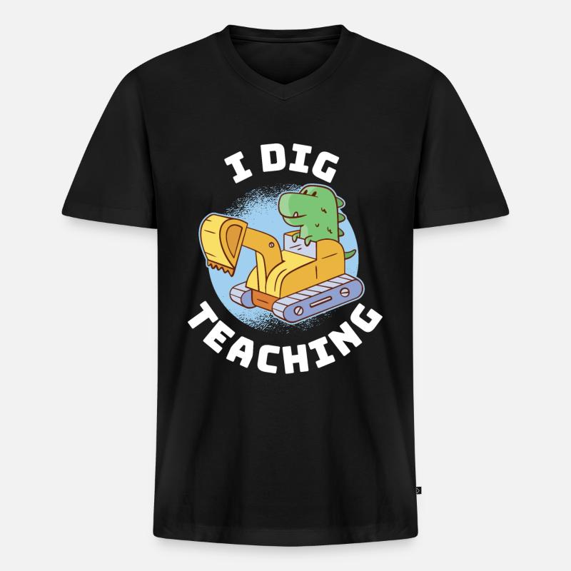 I Dig Teaching Lehrer Geschenk - Männer Premium Bio T-Shirt mit V-Ausschnitt - Schwarz