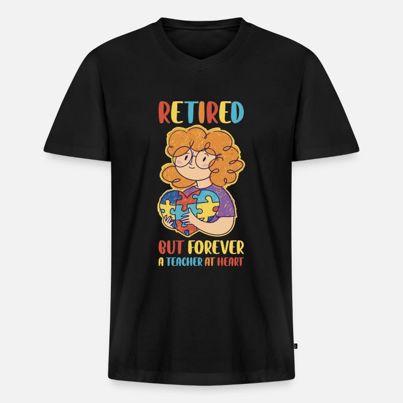 Retired Teacher Lehrer Geschenk - Männer Premium Bio T-Shirt mit V-Ausschnitt - Schwarz