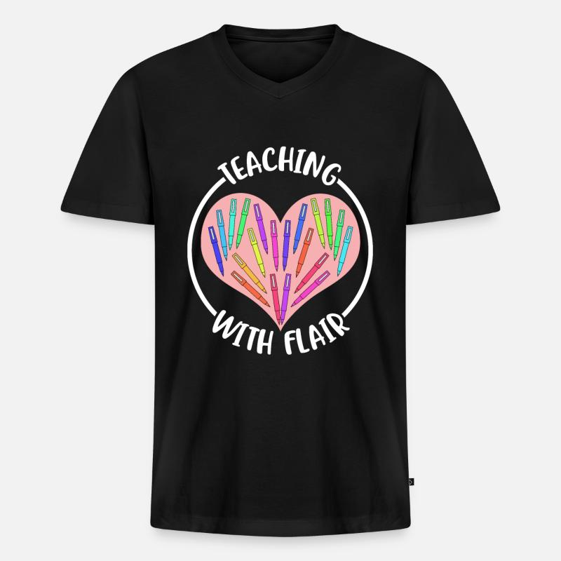 Teaching With Flair Lehrer Geschenk - Männer Premium Bio T-Shirt mit V-Ausschnitt - Schwarz