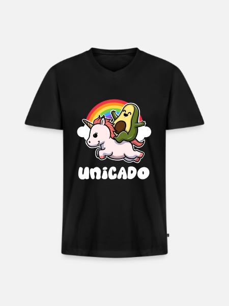 Unicado Avocado Geschenk - Männer Premium Bio T-Shirt mit V-Ausschnitt - Schwarz