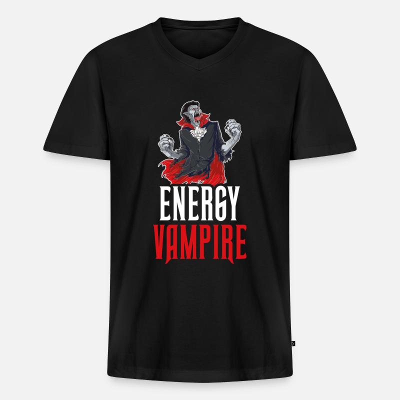 Energy Vampire Vampir Geschenk - Männer Premium Bio T-Shirt mit V-Ausschnitt - Schwarz