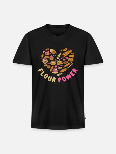 Flour Power Baking Gift - Men's Premium Organic T-shirt with V-neck - black