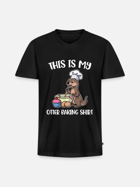Otter Baking Baking Gift - Men's Premium Organic T-shirt with V-neck - black