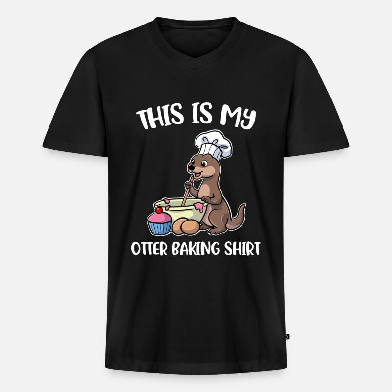 Otter Baking Baking Gift - Men's Premium Organic T-shirt with V-neck - black