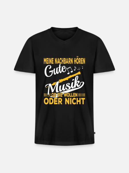 Oboe Musiker - Männer Premium Bio T-Shirt mit V-Ausschnitt - Schwarz