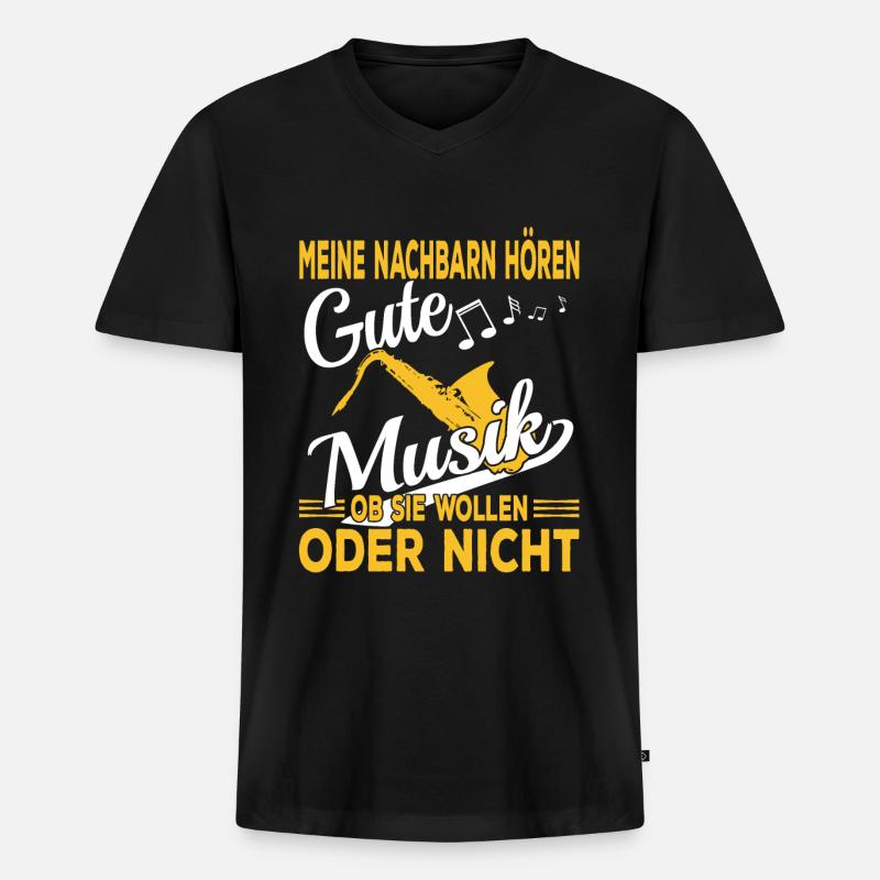 Saxophone Musiker - Männer Premium Bio T-Shirt mit V-Ausschnitt - Schwarz