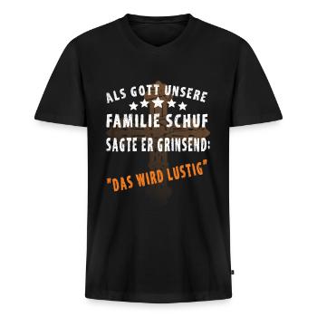 Lustige Familien Sprüche - Männer Premium Bio T-Shirt mit V-Ausschnitt - Schwarz - Vorne - Nico (187cm)